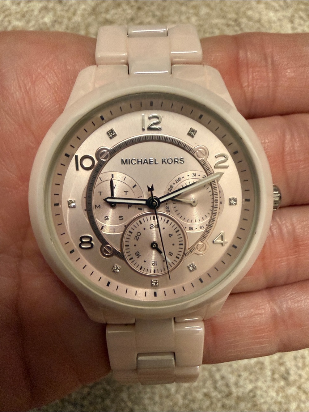 Michael Kors Pale Pink Ceramic Chronograph Watch